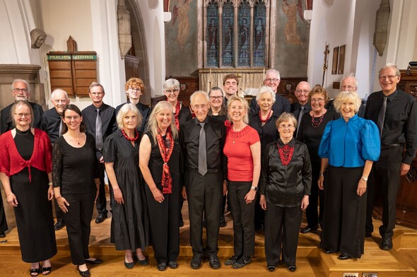 Jim surrounded by the choir